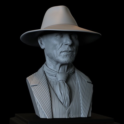 200 mm black ed harris Batı dünyası portre büstü sanat siyah adam model baskı 3d sidnaique detay benzerlik fanart göster tv hbo karakter maninblack 3D print model - Mito3D