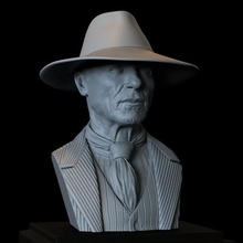 o homem de preto ed harris westworld retrato busto 200mm a arte modelo imprimir 3d sidnaique detalhe semelhança do fanart mostrar televisão hbo personagem maninblack 3d print model - Mito3D