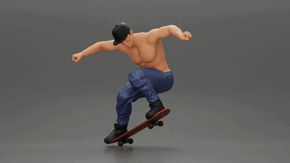 uomo cap saltare skateboard Stampa figura umano miniature sport carattere ragazzo figure miniatura maschio diorama pattinare godere 164scale 3d print model - Mito3D