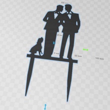 homem cão casal bolo chapéu coco arte Casamento masculino 3d print model - Mito3D