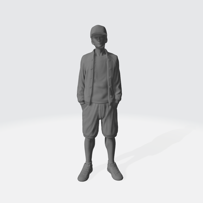 uomo figura in piedi indossare cap 1 64 3d print model - Mito3D
