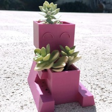 homme pot fleur planteur espace rangement bol maison art kawaii mignonne 3d print model - Mito3D