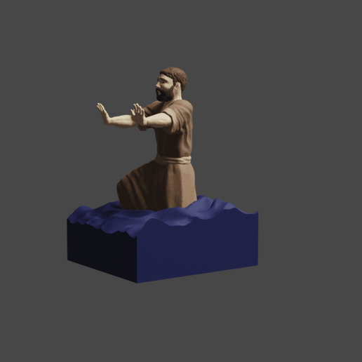 hombre de poca fe varios aguas mar pedro discípulo evangelio escultura en la licuadora ender art biblia historia 3D print model - Mito3D