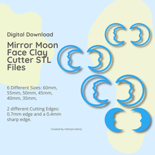 man moon clay cutter - stl digital file download- 6 sizes 2 versions 3d print model - Mito3D