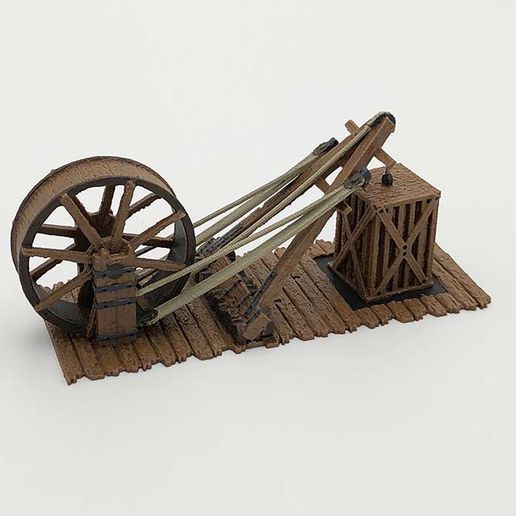 angetrieben Rad Kran Architektur 28mm Brettspiel dnd Miniatur Fantasie Landschaft Modell Züge streuen Terrain Wargaming Gebäude Strukturen 3D print model - Mito3D