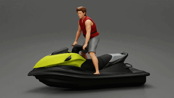 man riding standing up speeding jetski Various 164scale 164photography diorama164scale 164scalediecast boy body character human male sculpture decor diorama figure people print 3d print model - Mito3D