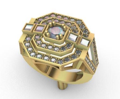 man ring diamonds 3d print model - Mito3D