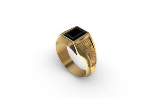 man ring crosses onyx stone religious jewel men's jewelry 3d print model - Mito3D