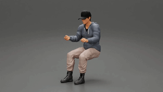 homem sentado motorista assento carro boné Garoto corpo personagem humano masculino escultura decoração diorama figura impressão 3d print model - Mito3D