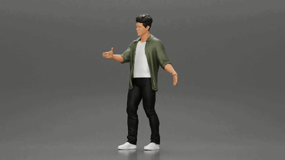 man standing open shirt extending hand handshake 3d print model - Mito3D