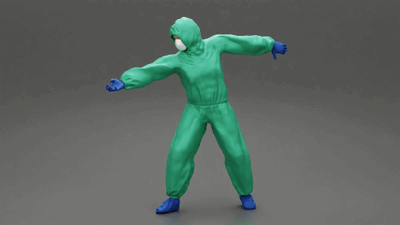man wearing antivirus suit standing helping someone 164scale 164photography diorama164scale 164scalediecast body character human sculpture decor diorama figure people print boy male virus 3d print model - Mito3D