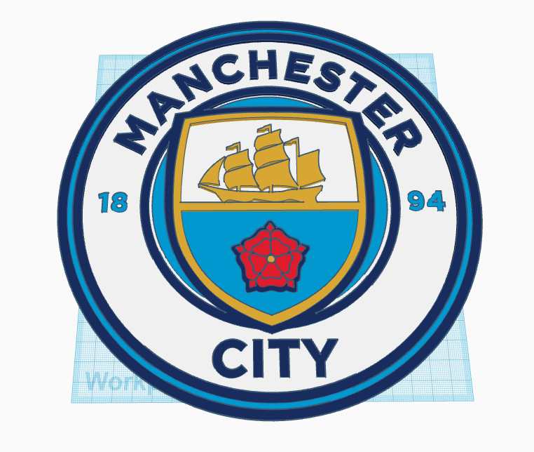 manchester city logo 22cm wall plaque soccer football europe uk england sports bar mancave color layer 3D print model - Mito3D