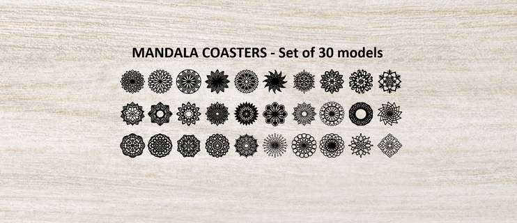 mandala coaster - 30 models Home decoration ornament art 3d print home decorative wall artistic 3d print model - Mito3D