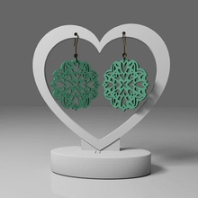 mandala earrings 19 zen doily retro oversized circle geometric earring jewelry modern avantgarde fancy woman fashion bug insect no rafts supports easy print mother's day gift dyi custom jewelery flat lace floral lovely romantic 3d print model - Mito3D