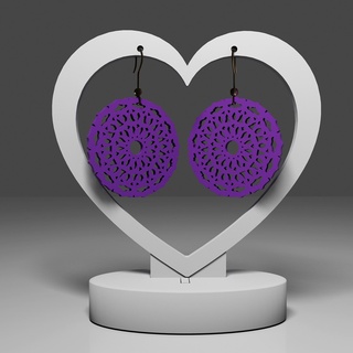 mandala earrings 30 zen doily retro oversized circle geometric earring jewelry modern avantgarde fancy woman fashion bug insect rafts supports easy print mother's day gift dyi custom jewelery flat lace floral lovely romantic 3d print model - Mito3D