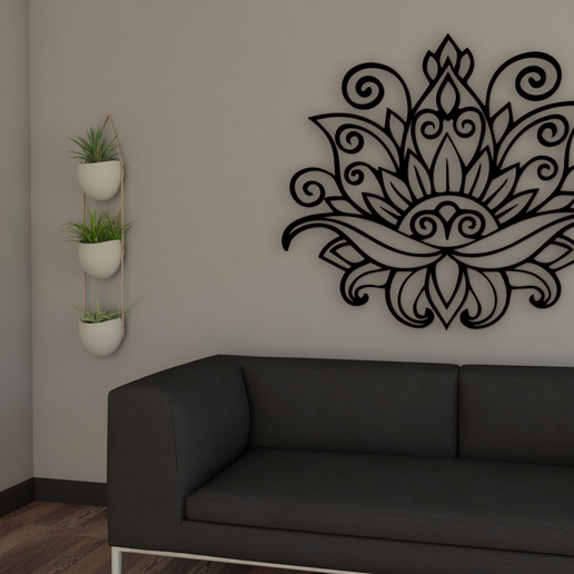 mandala flower wallart 6 art wall 3D print model - Mito3D