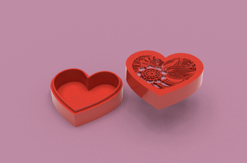 mandala cœur boîte Saint Valentin journée l'amour cadeau relation amicale décoration bijoux 3d print model - Mito3D