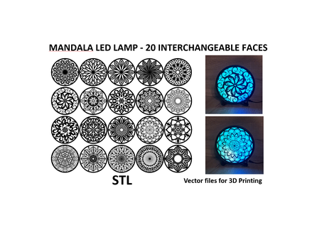 Mandala LED Lampe 20 austauschbar Gesichter Zuhause Haus Dekoration Ornament Kunst dekorativ rgb adressierbar Nacht Licht 3d print model - Mito3D