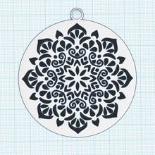 mandala pingente floral imprimível decoração geométrico simetria parede arte etiqueta chaveiro geladeira magnético 3d print model - Mito3D