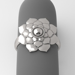mandala ring flower geometric meditation yoga gold golden silver sterling white rhodium jewelry 3d print model - Mito3D