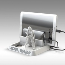 mandalorian - android cell phone tablet holder gadget mando 2020 charge stand prusa cr-10 christmass gift station docking table iphone yoda baby star wars 3d print model - Mito3D