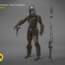 mandalorian - full armor weapons game collection blaster costume body knight gunfighter space jedi wars star gun rifle 3d print model - Mito3D