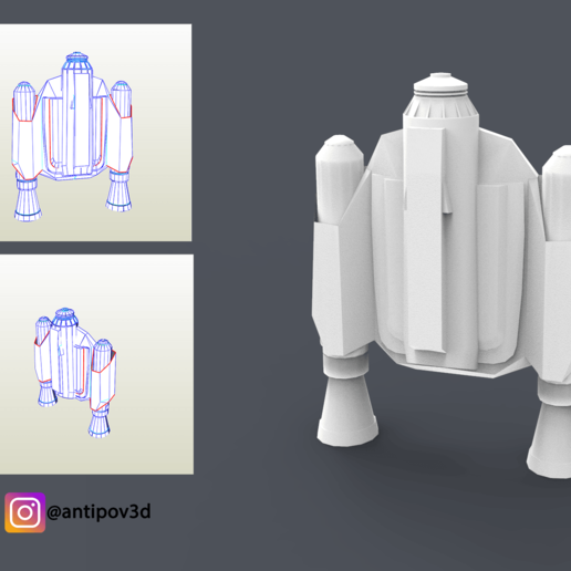 mandalorian 2019 jetpack pepakura pdo pdf fashion eva foam papercraft obj stormtrooper helmet bounty hunter fett boba wars star armor suit diy craft cosplay 3D print model - Mito3D