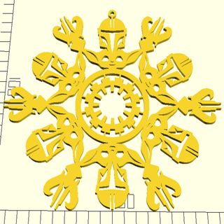 mandalorian baby yoda child & mythosaur snowflake christmas decoration ornament decor 3d print model - Mito3D