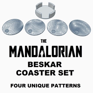 mandalorian beskar coasters mandalorian beskar star wars coaster set novelty  3d print model - Mito3D