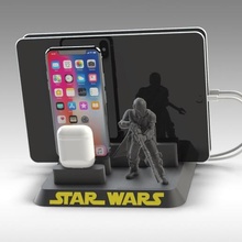 mandalorian iphone tablet docking station gadget cable holder 10 x ender 3d print baby yoda stand christmas apple prusa cr-10 gift table star wars 3d print model - Mito3D