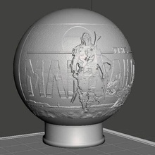mandaloriano litografía esfera estrella guerras litofano mando 3d print model - Mito3D
