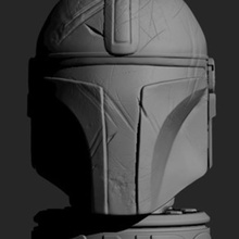 mando Arte mandaloriano guerra Galaxias casco cicatrizado destrozado bountyhunder busto base 3d print model - Mito3D