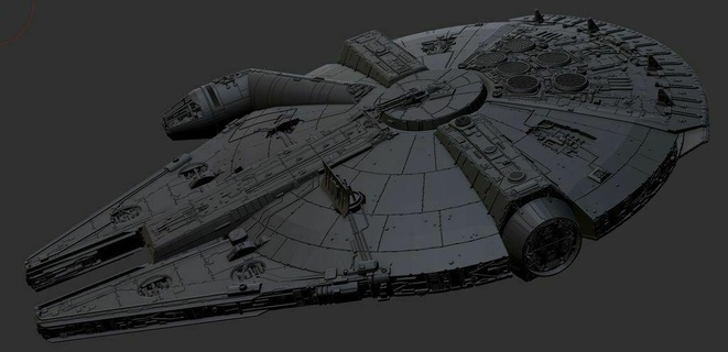 mandun's millennium falcon repaired chewbacca han solo spaceship starwars star wars 3d printing 3d print model - Mito3D