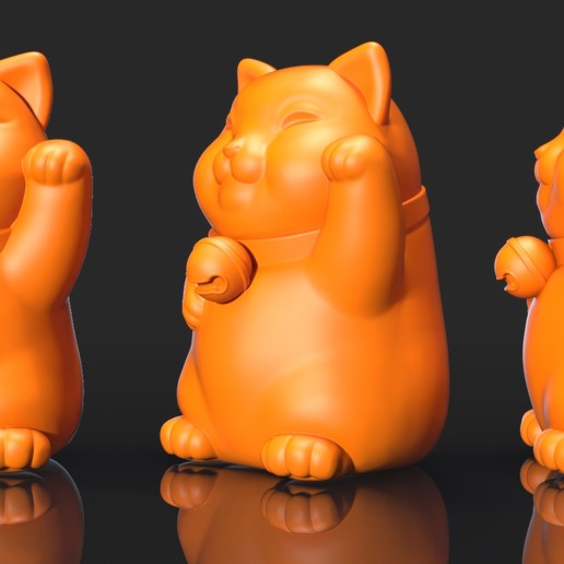 maneki neko art fortune cat lucky japan japanese china gold money asian chinese decoration toy 3D print model - Mito3D