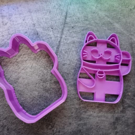 Maneki neko gato biscoito cortadores Nekomaneki sorte biscoitos cortador marcador japonês 3D print model - Mito3D