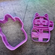 Maneki neko Katze Plätzchen Schneider nekomaneki Glücklich Kekse Cutter Marker japanisch 3d print model - Mito3D