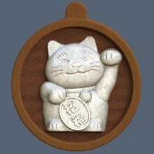 maneki neko amuleto da sorte jóias o bate-papo medalhão 3d print model - Mito3D