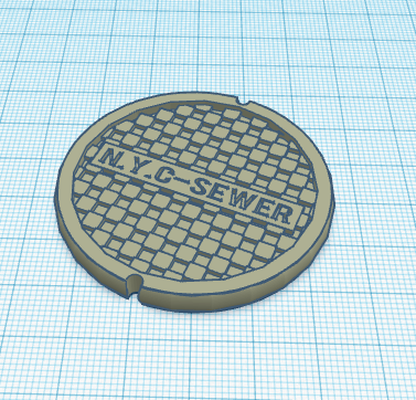 manhole cover nyc-sewer art man hole nyc sewer miniature miniatures 3d print model - Mito3D