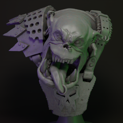 maniaco ork fallimento arte orko waaagh busto orco 3d print model - Mito3D