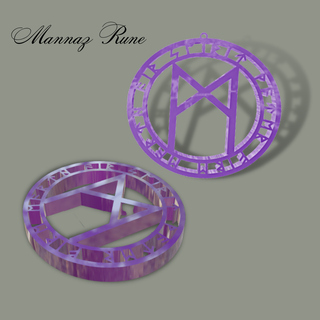 mannaz rune keychain runes runic pagan wicca witchcraft occult cat norse pentacle pentagram pendant necklace earrings grunge alternative 3d print model - Mito3D