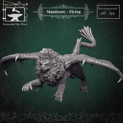 manticora volador juego 28mm 32mm mazmorras dragones d pionero pf2e miniatura aventuras camino paizo hd 4k 8k resina bestiario monstruo núcleo agosto 2024 3d print model - Mito3D