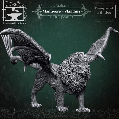 manticora pie juego 28mm 32mm mazmorras dragones d pionero pf2e miniatura aventuras camino paizo hd 4k 8k resina bestiario monstruo núcleo agosto 2024 3d print model - Mito3D