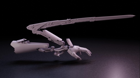 mantis espada cyberpunk 2077 3d impresión mano cibernético cyberpunk2077 cgdroide cuchillas mantisblade brazo cuerpo miniaturas ciencia ficción arma ciudad nocturna manos brazos escultura 3d print model - Mito3D