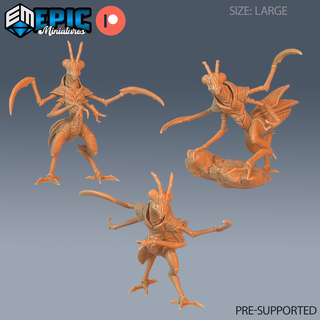 mantis folk set dnd miniature tabletop miniatures gaming monster 3d model rpg dndminis stl file epic-miniatures dndminiatures 3dprint 3dminiature printedminis 3dprinting dungeon fantasy roleplaying dragon warrior undead pre-supported 3d print model - Mito3D