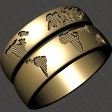 carta geografica nozze anelli alleanze 3d print model - Mito3D