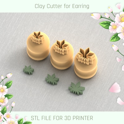 maple leaf flower mini cutter micro clay 3 sizes polymer tool jewellry stl cutters mirco 3d print model - Mito3D