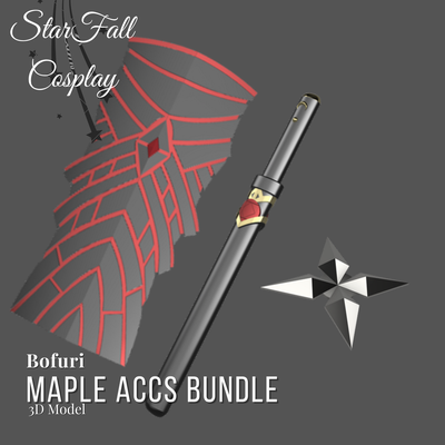 maple shield dagger hairpin bofuri cosplay maples 3d print model - Mito3D