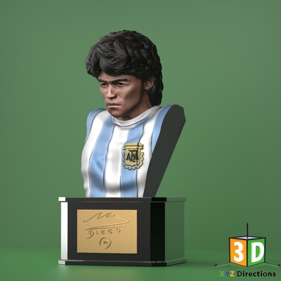 maradona bust 3d model by xyz printing models hand of god figure design legend argentina football player soccer prinitng 3d print model - Mito3D