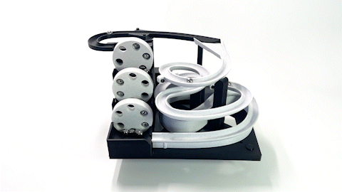 marble machine - modular design three wheeler elevator roller coaster module run kinetic art rolling ball sculpture 3d print model - Mito3D