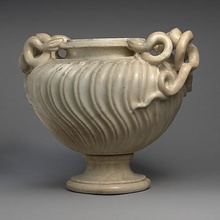 marble strigilated vase snake handle tool bowl met3d metmuseum met museum sculpture 3d printing 3d print model - Mito3D